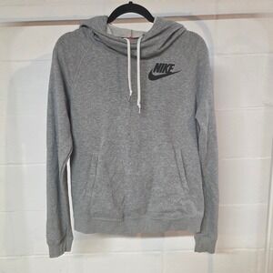 Vintage Nike Sportswear Women M Funnel Neck Hoodie Heather‎ Grey Futura Logo
